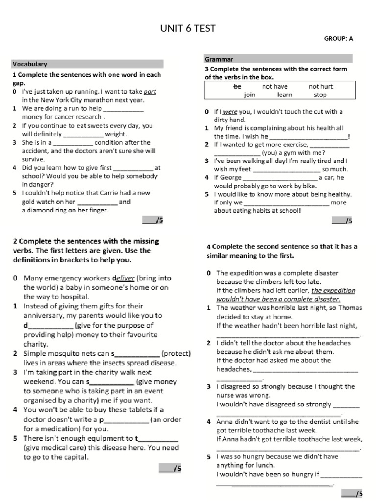 Unit 6 Test Grupa A | PDF