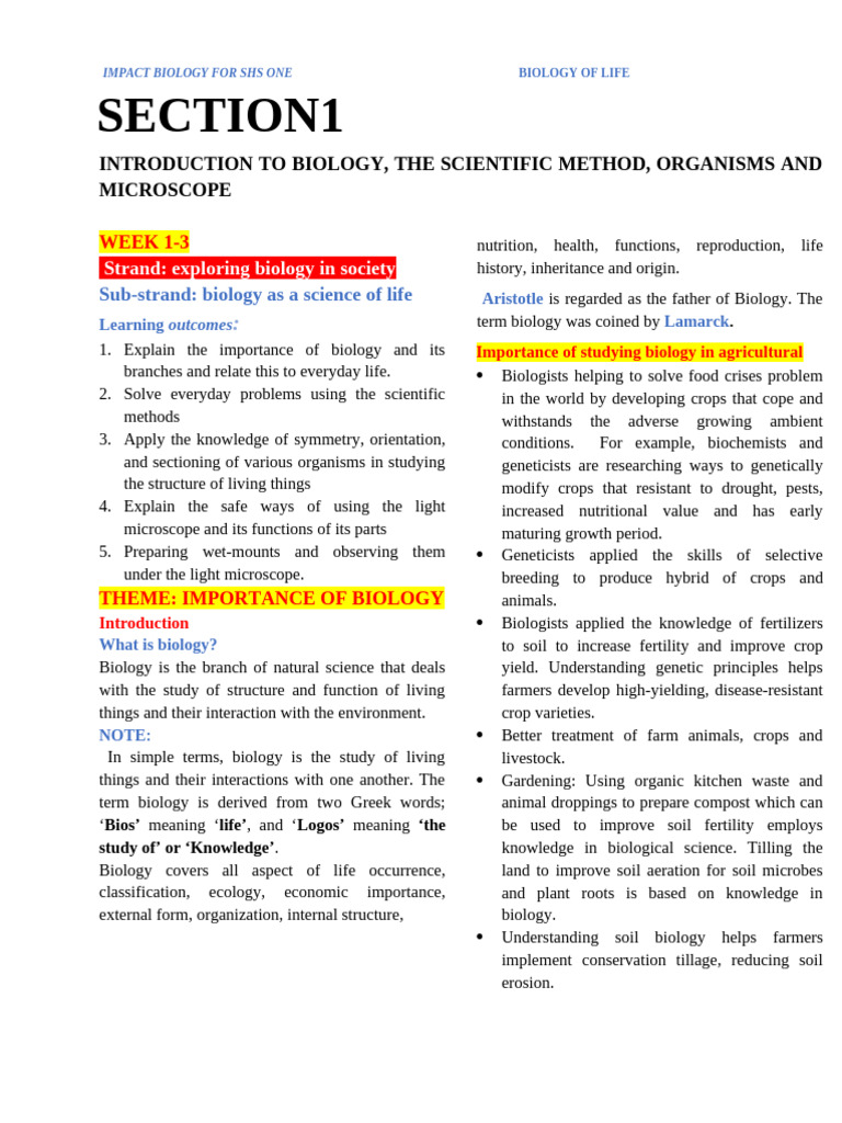 first class biology notes | PDF | Scientific Method | Experiment