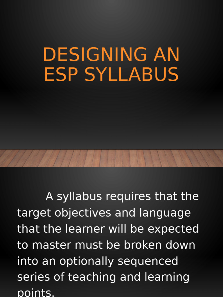 Designing an ESP Syllabus Guide | PDF