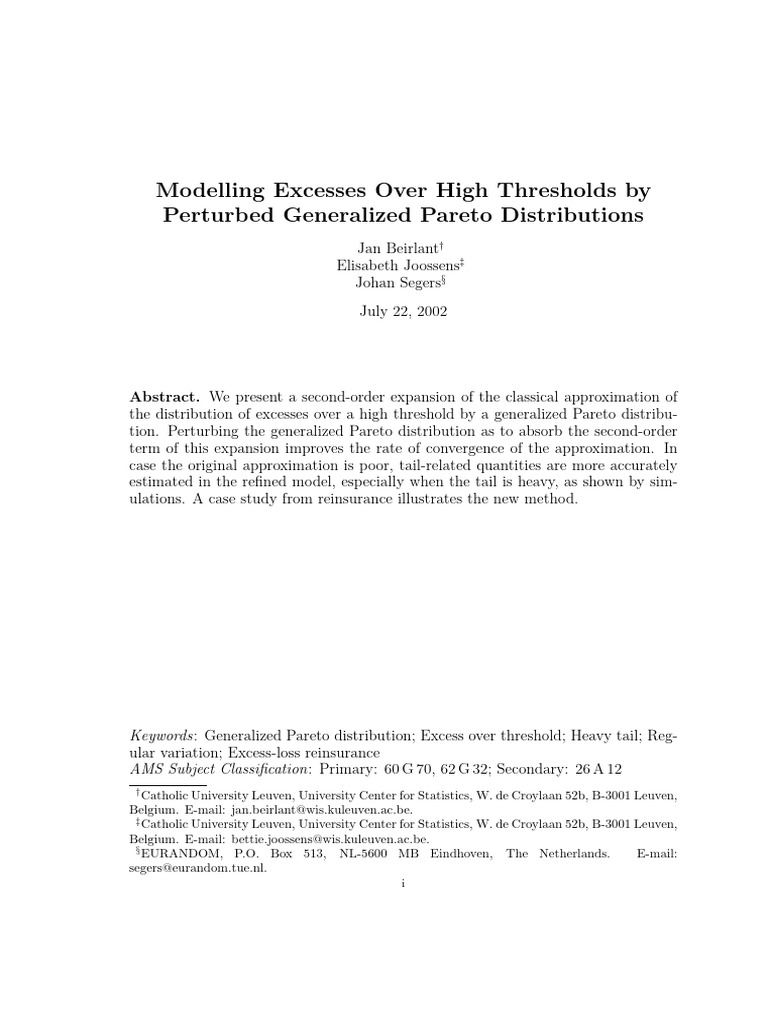 Modelling Excesses Over High Thresholds by Perturbed Generalized Pareto ...