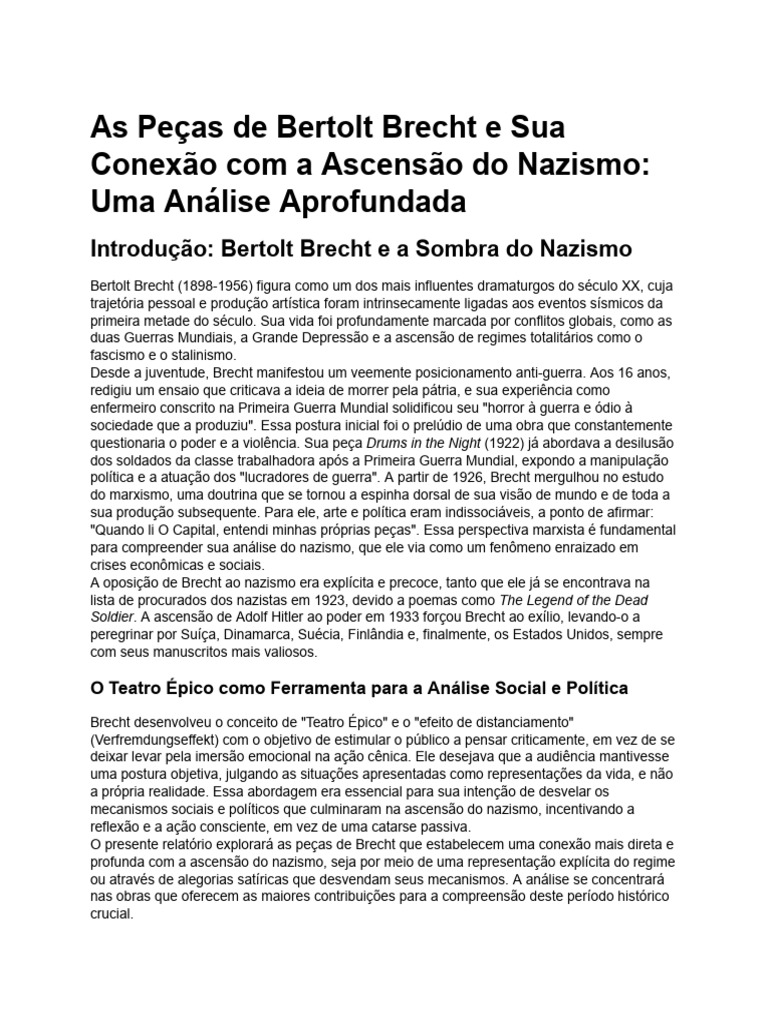Brecht e o Nazismo: Análise de Peças | PDF | Nazismo | Fascismo