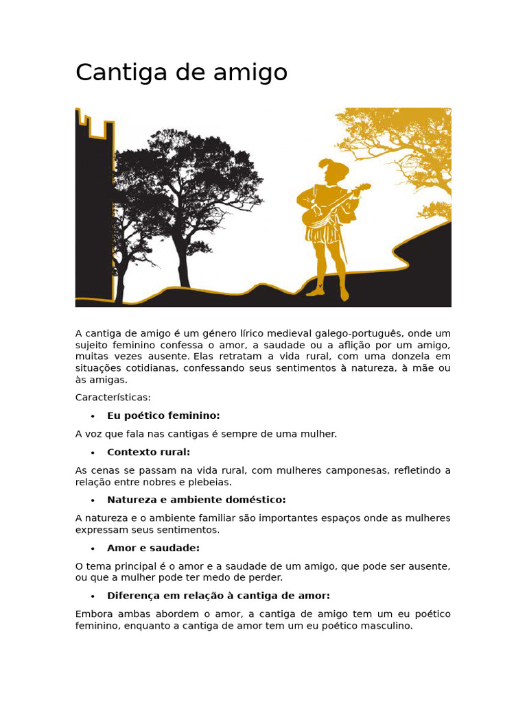 Cantiga de amigo e suas características | PDF | Amor