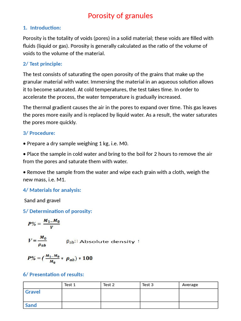Measuring Granule Porosity in Materials | PDF