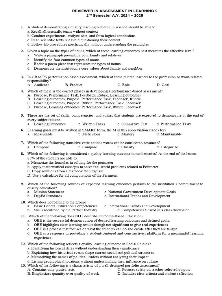 Learning Outcomes Assessment Guide | PDF | Educational Assessment ...