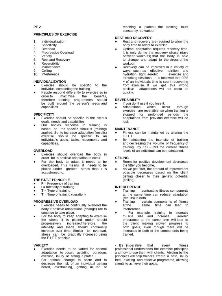 Key Exercise Principles for Training Success | PDF | Physical Fitness ...