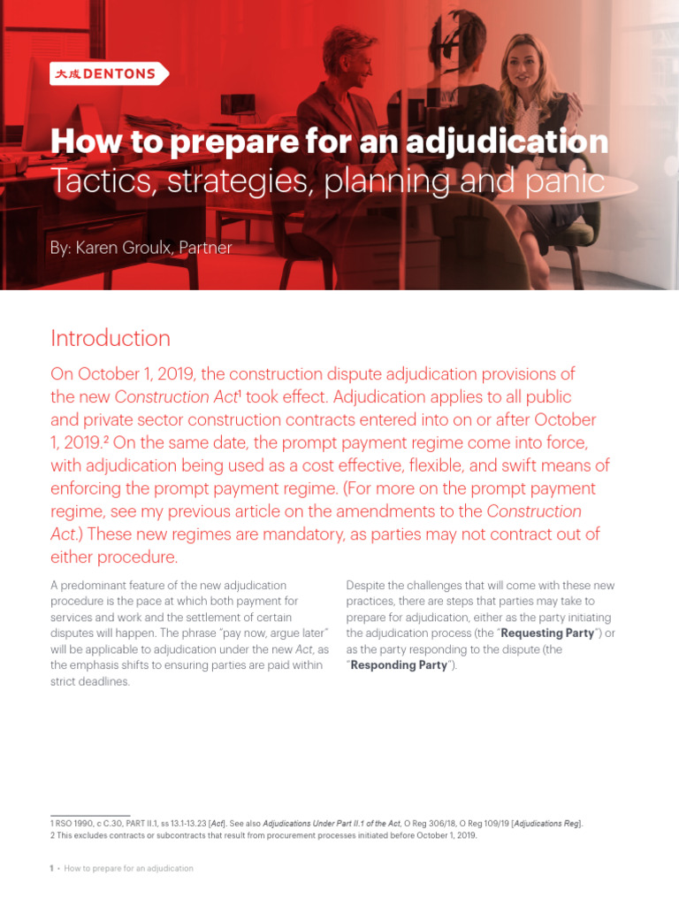 Preparing for Construction Adjudication | PDF | Adjudication | Common Law