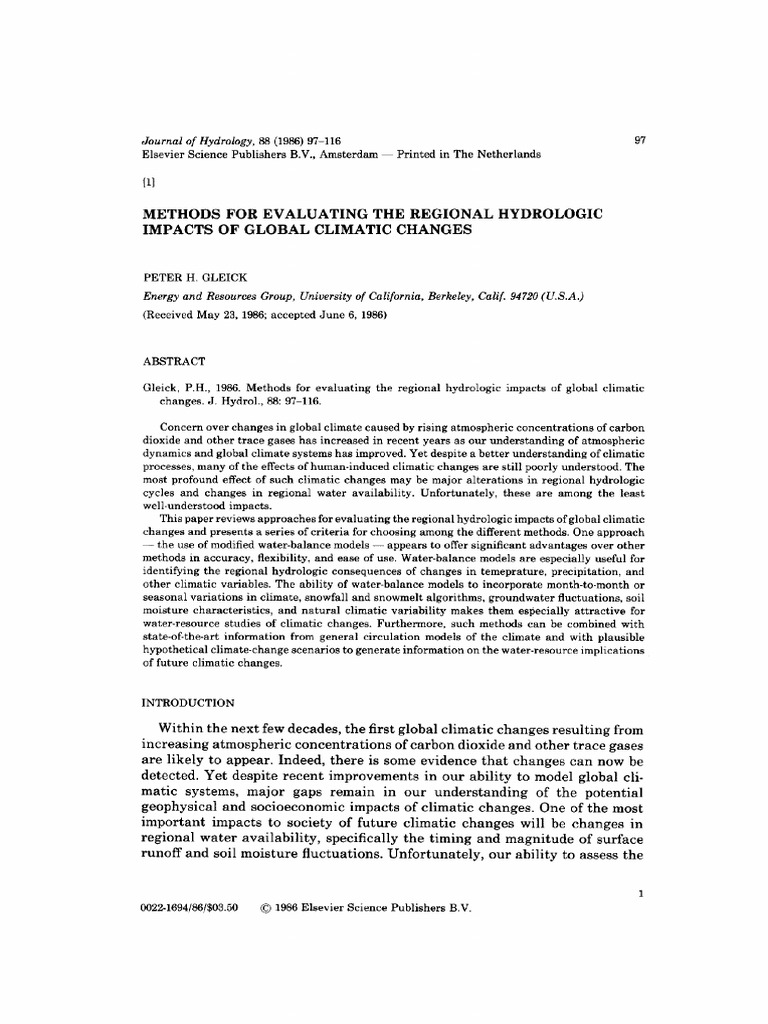 Evaluating Hydrologic Impacts of Climate Change | PDF | General ...