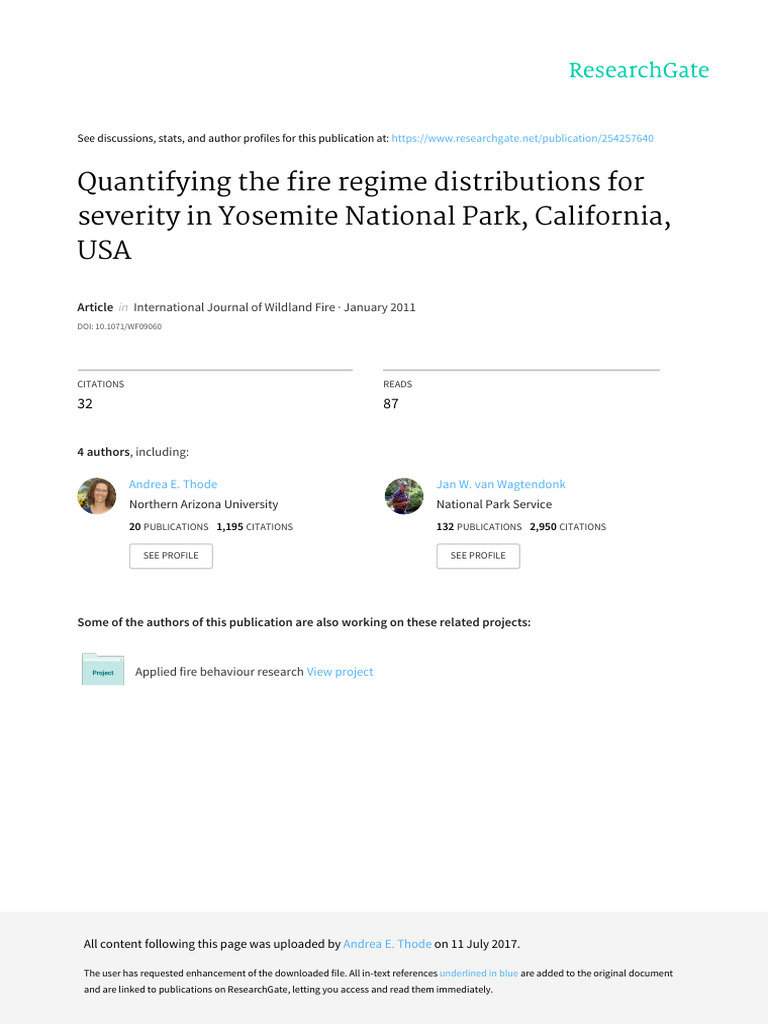 Quantifying the fire regime distributions for severity in Yosemite ...