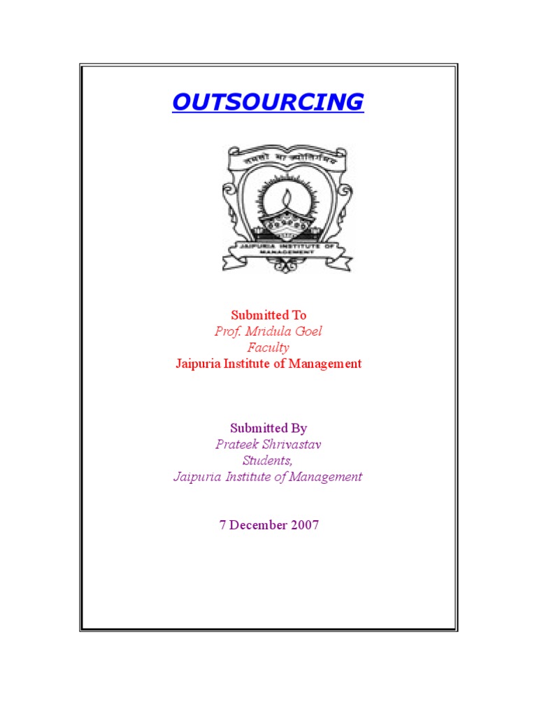 Outsourcing | PDF | Business Process Outsourcing | Outsourcing