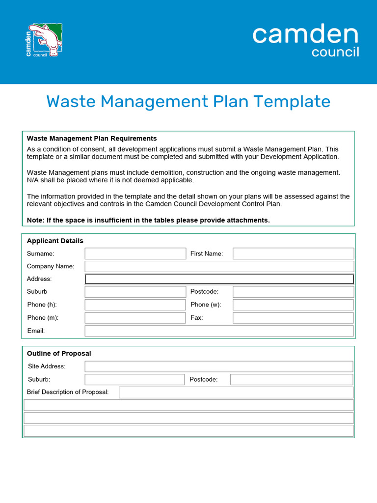 Waste Management Plan Template Guide | PDF | Waste Management | Waste
