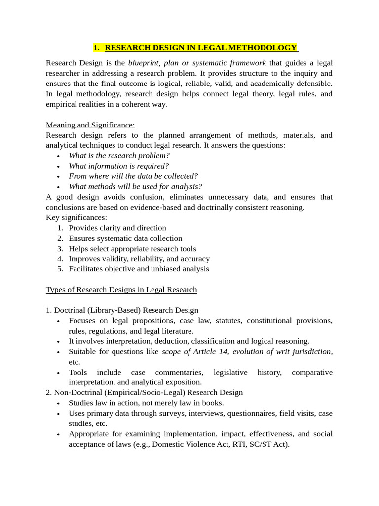Legal Research Design and Methods | PDF | Hypothesis | Sampling ...