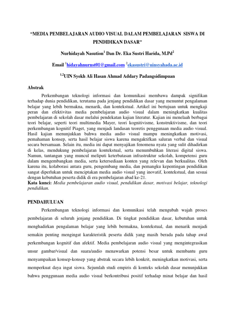 Media Audio Visual untuk Pembelajaran SD | PDF