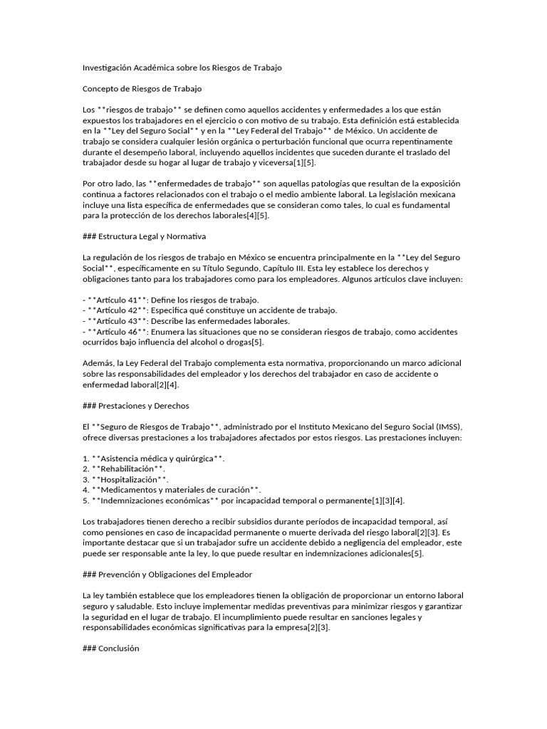 Riesgos de Trabajo en México: Leyes y Derechos | PDF | Derecho laboral ...