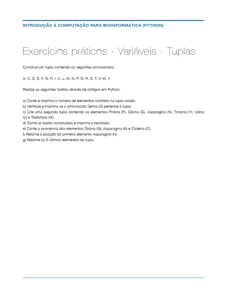 Exercícios de Tuplas em Python | PDF