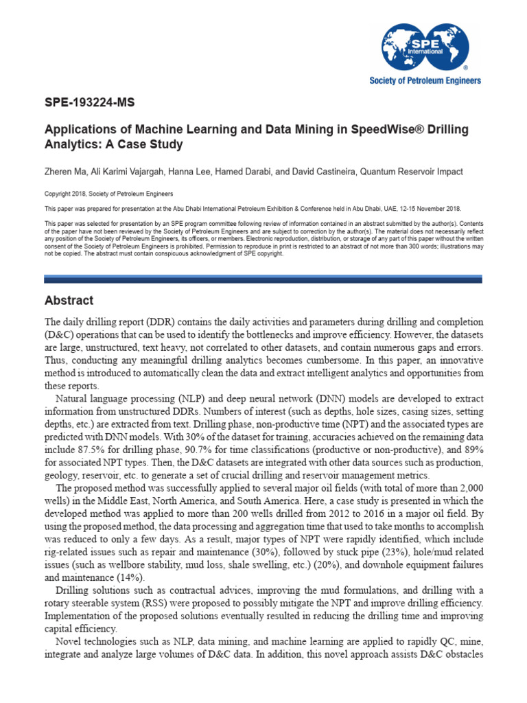 Machine Learning in Drilling Analytics | PDF