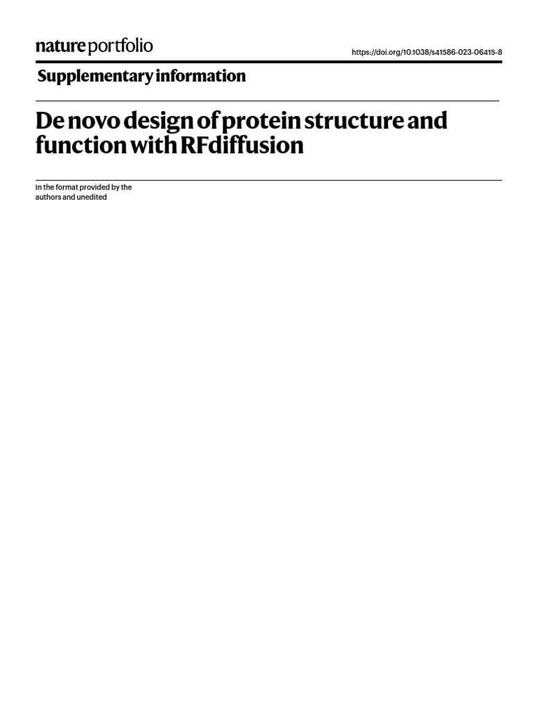 RFdiffusion Supplement | PDF | Proteins | Protein–Protein Interaction
