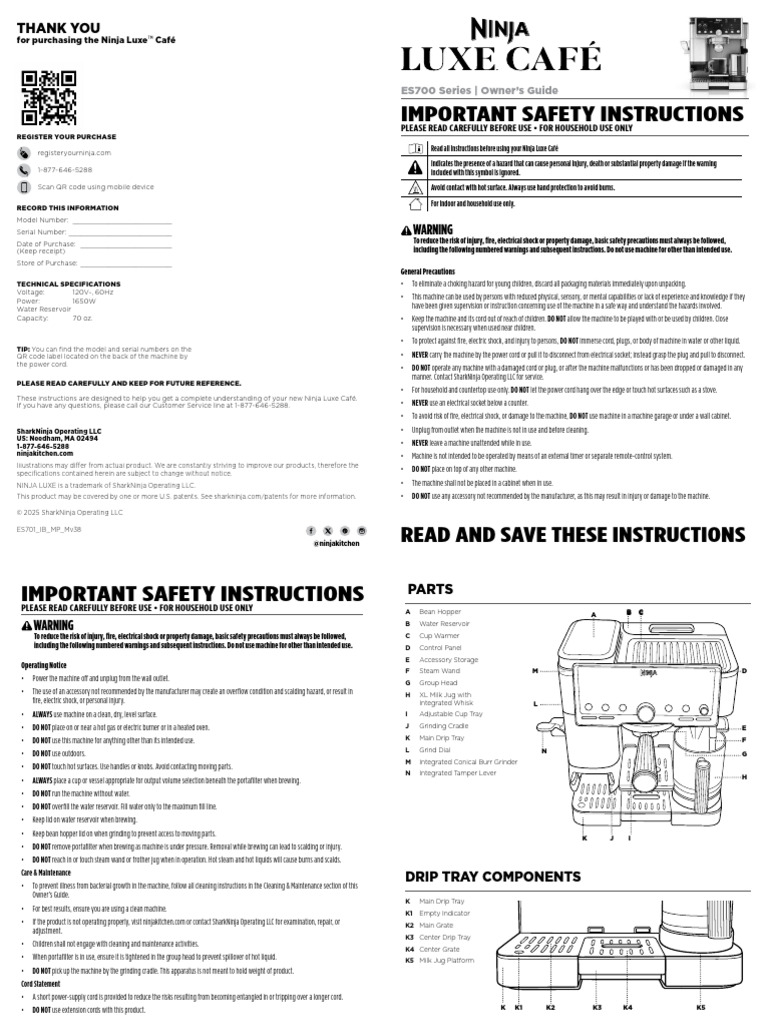 Ninja Luxe Café Owner's Guide PDF Coffee Drink