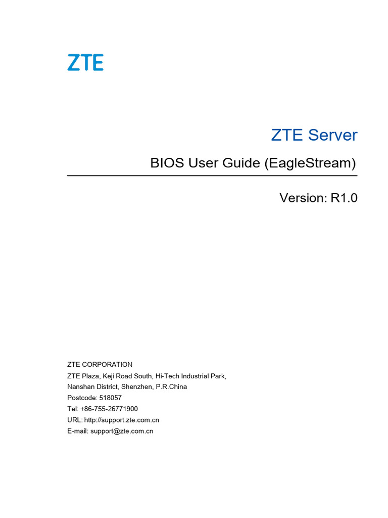 ZTE EagleStream BIOS User Guide | PDF | Bios | Booting