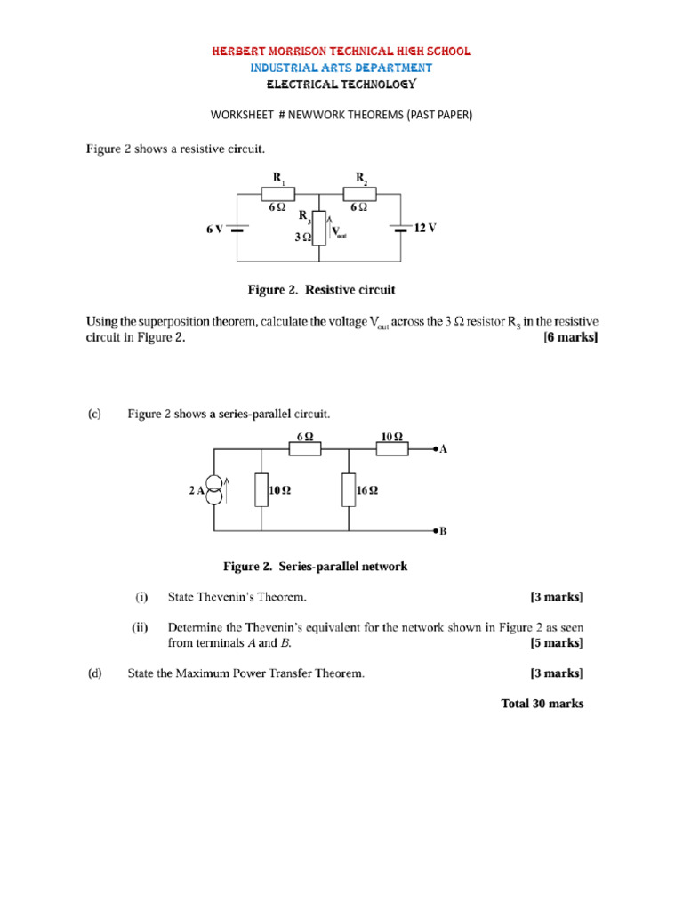 Electrical Technology Worksheet Guide | PDF
