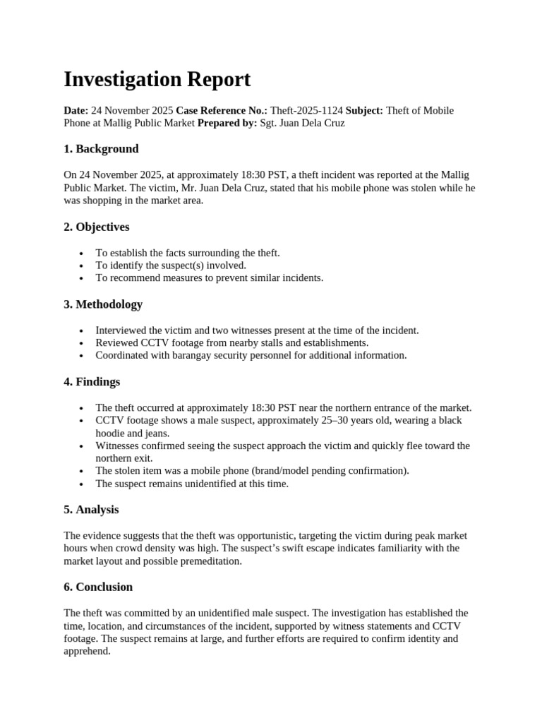 Investigation Report | PDF