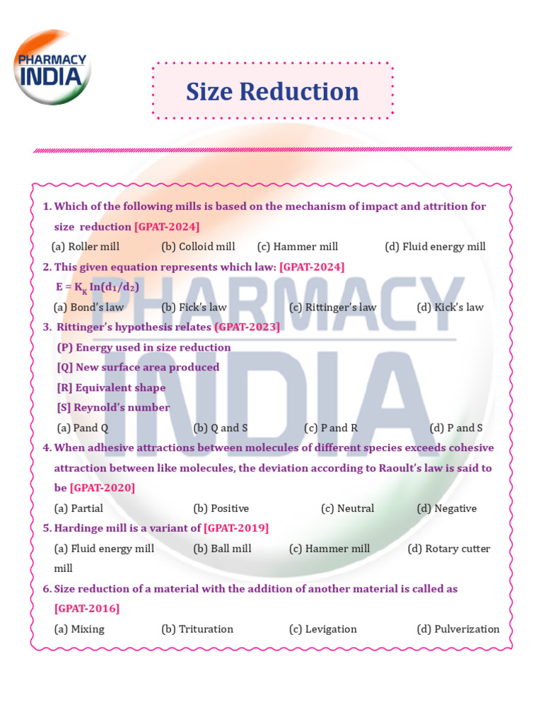 Size Reduction in Pharmaceutical Engineering | PDF | Mill (Grinding)