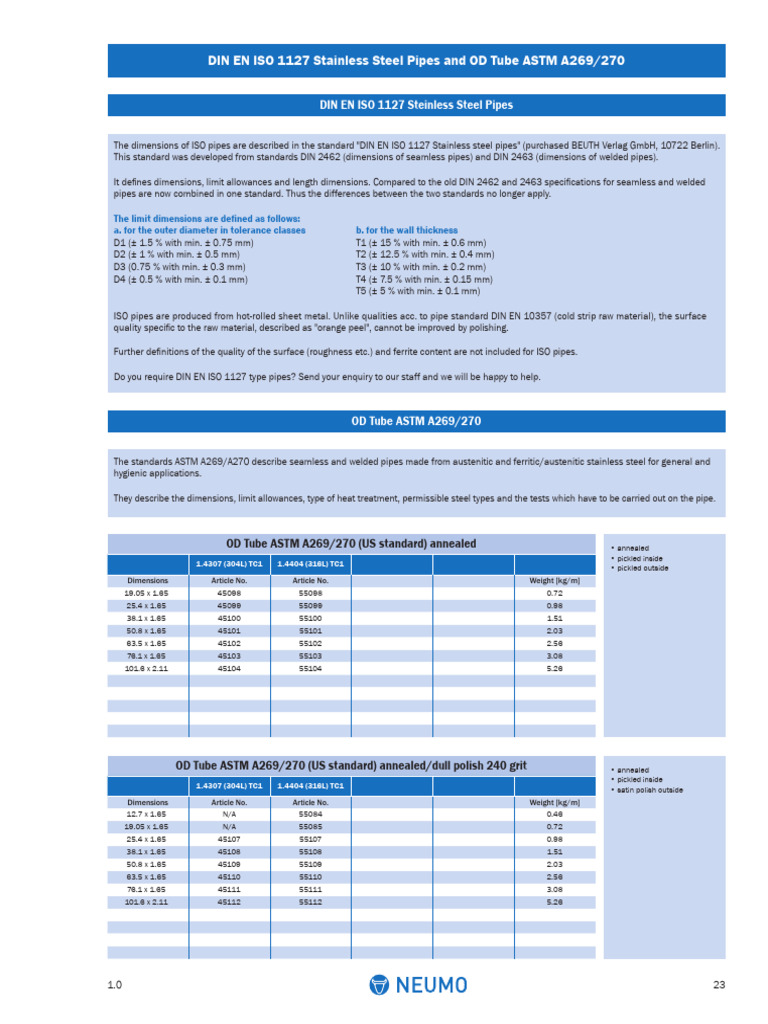 ASTM A269/270 Stainless Steel Tubes Guide | PDF | Pipe (Fluid ...