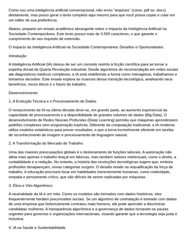 Impacto da IA na Sociedade Atual | PDF | Inteligência artificial ...