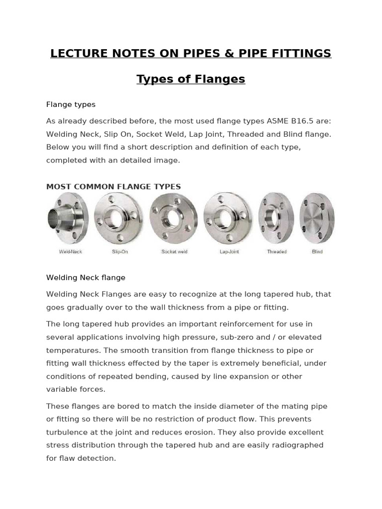 Types of Flanges in Piping Systems | PDF | Pipe (Fluid Conveyance ...