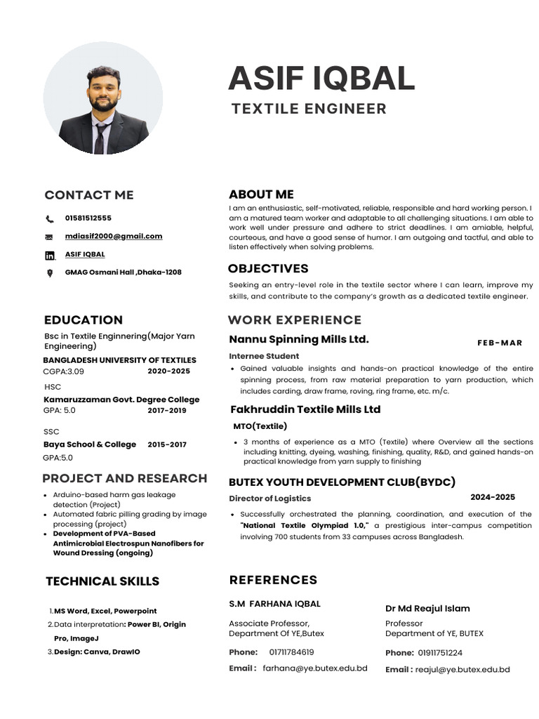 Professional Minimalist CV Resume_2 | PDF | Textiles | Textile ...