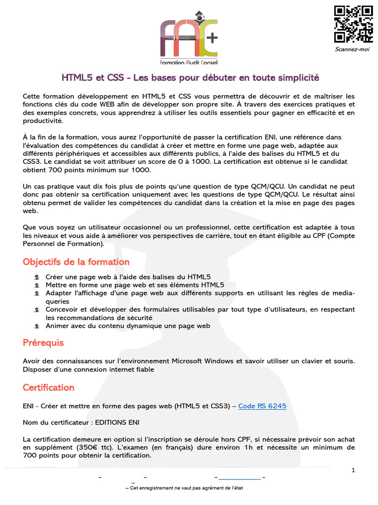 Formation HTML5 et CSS : Débutant à Certifié | PDF | HTML5 | Internet