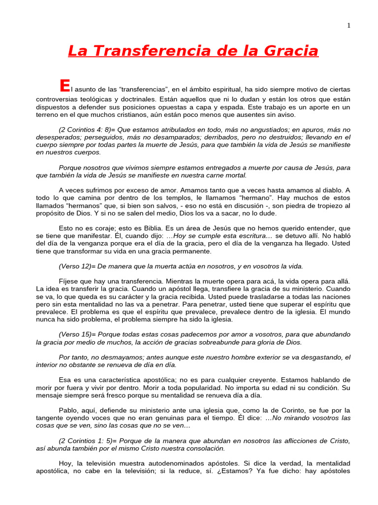 Transferencia de Gracia en el Cristianismo | PDF | Cristo (título) | Jesús