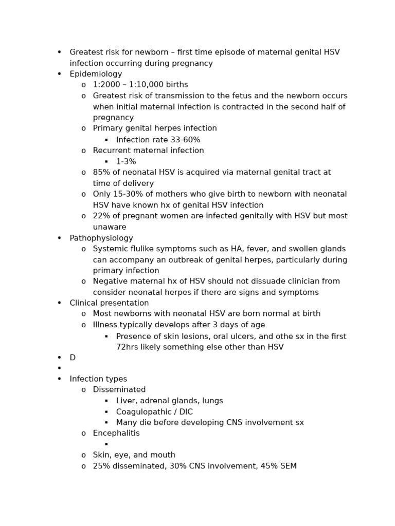 Maternal Genital HSV Risks in Newborns | PDF