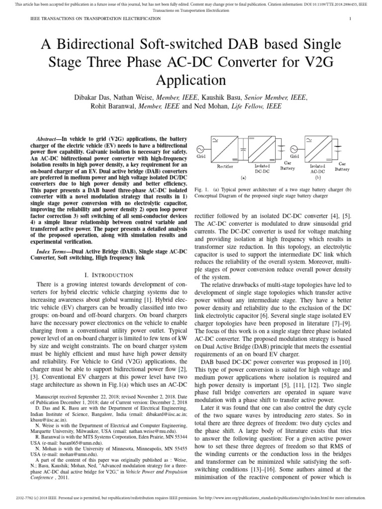 Bidirectional DAB AC-DC Converter for V2G | PDF | Rectifier ...