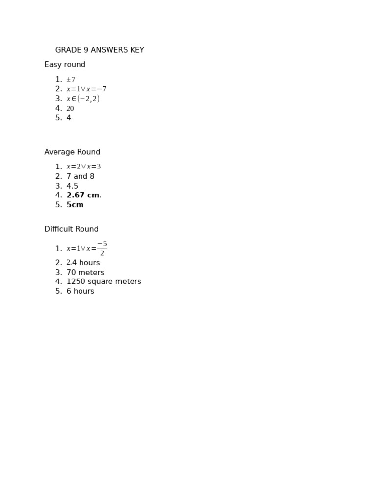 Answers Key for Grade 7 2nd Phase | PDF