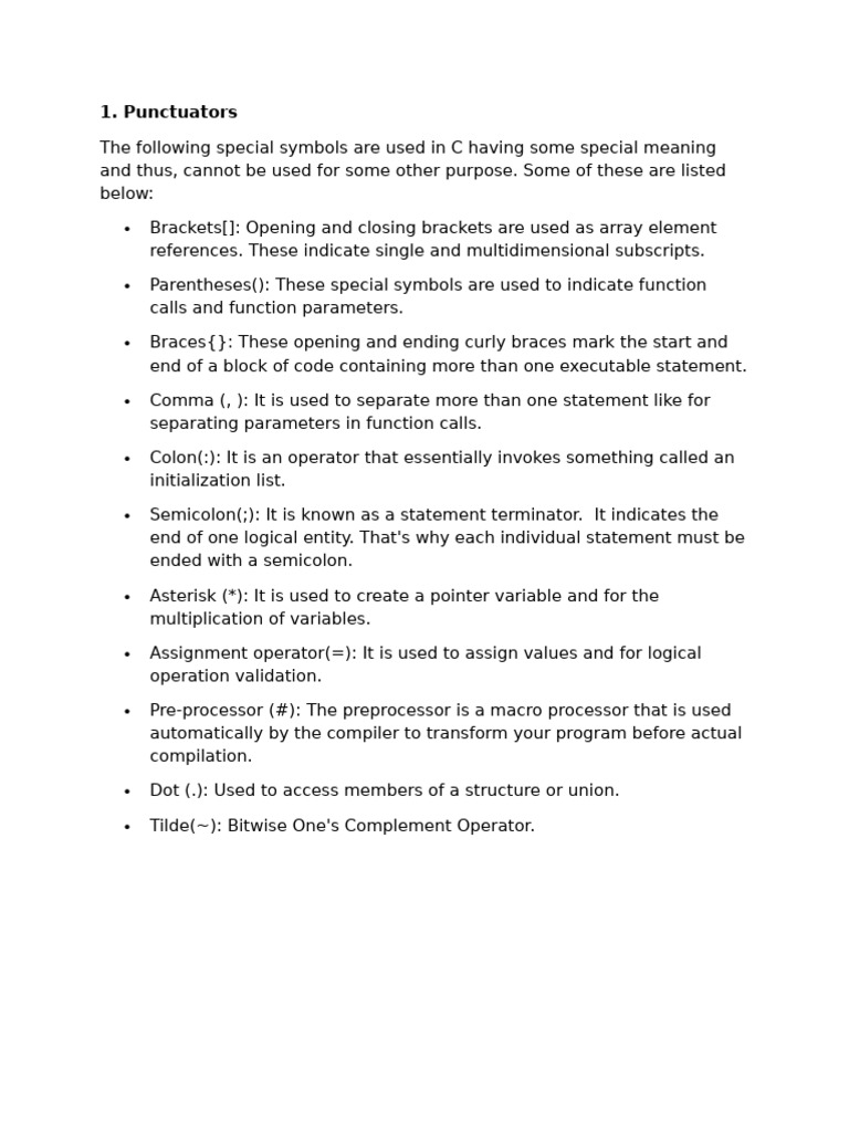 Punctuators | PDF