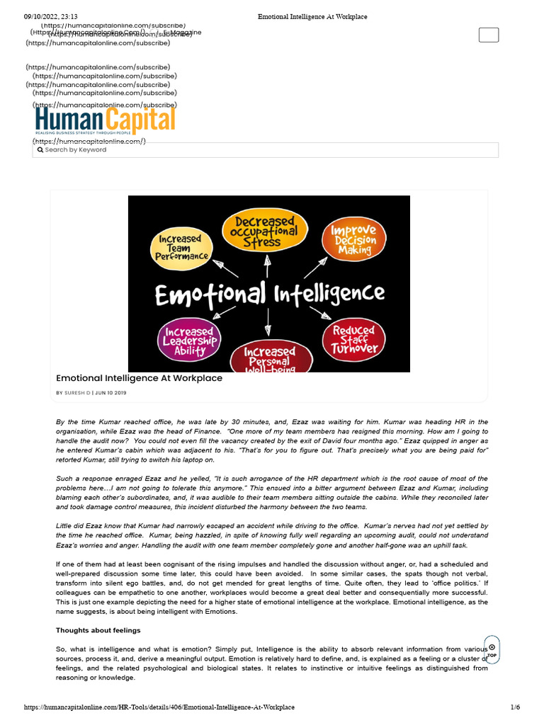 Enhancing Workplace Emotional Intelligence | PDF | Feeling | Emotions