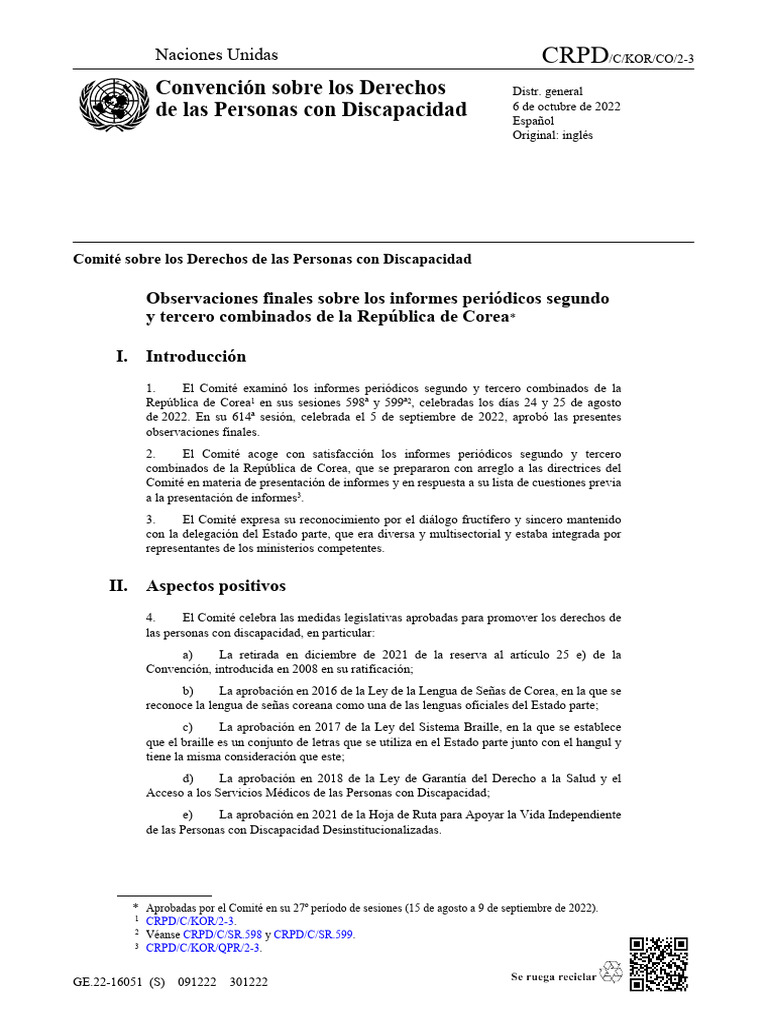 Convención Sobre Los Derechos de Las Personas Con Discapacidad | PDF ...
