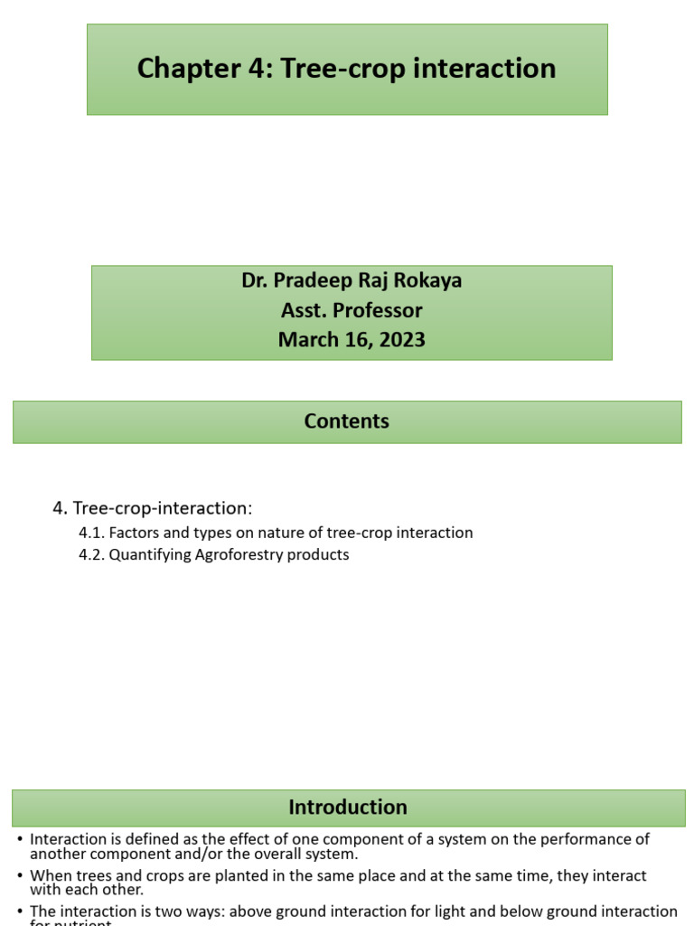 Tree-Crop Interaction in Agroforestry | PDF | Horticulture | Ecology