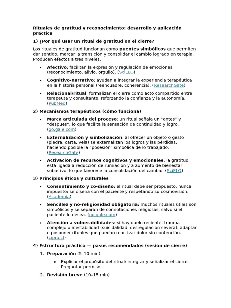 Rituales de Gratitud en Terapia | PDF | Las emociones | Gratitud