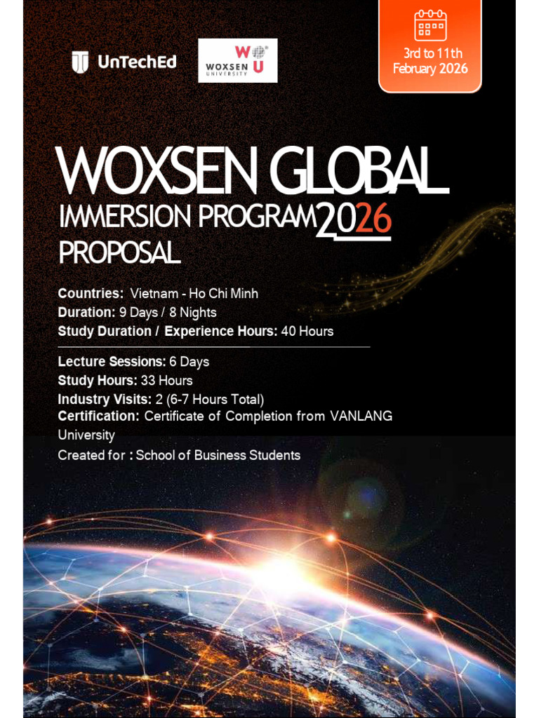 WOXSEN Global Immersion Program 2026 | PDF | Strategic Management | Vietnam