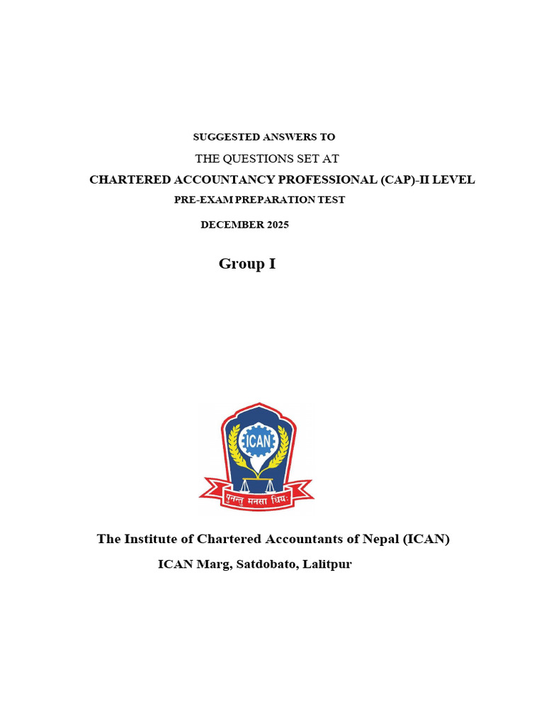 CAP II Group I PEPT Suggested Answer Dec 2025 | PDF | Equity (Finance ...