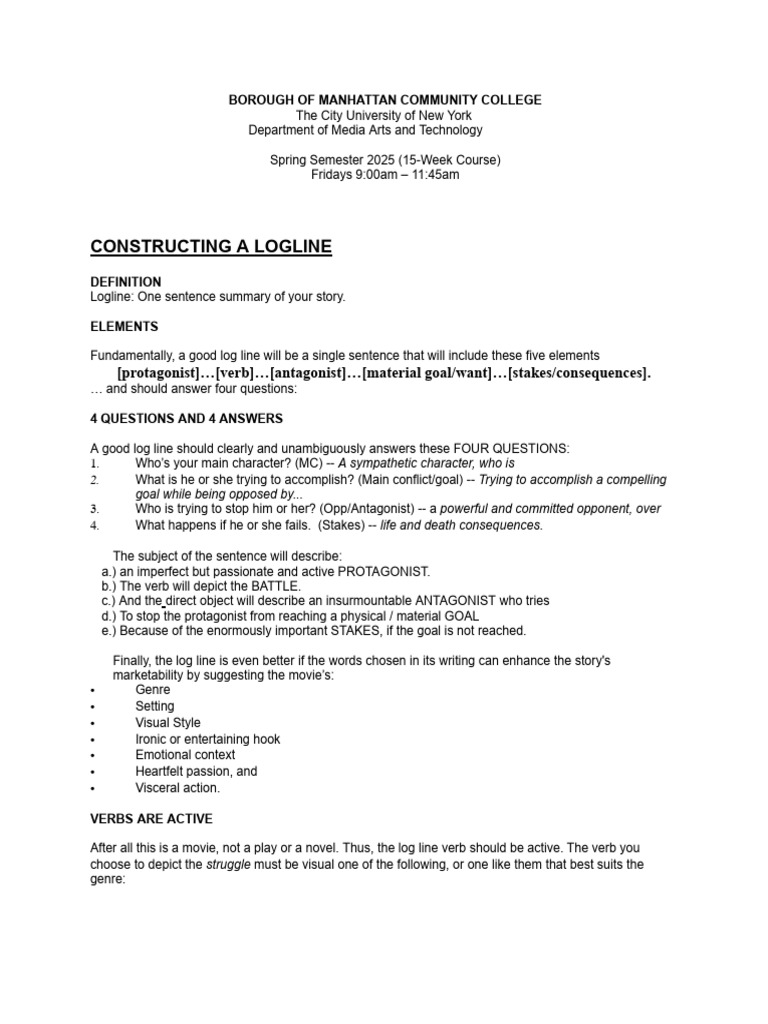 Crafting Effective Loglines for Film | PDF
