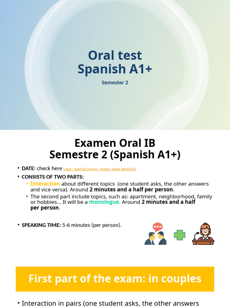 Speaking exam A1 . Instructions ald examples - Tagged | PDF