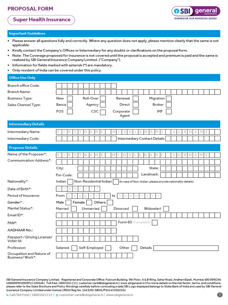 Super Health Insurance Proposal Form | PDF | Insurance | Cheque