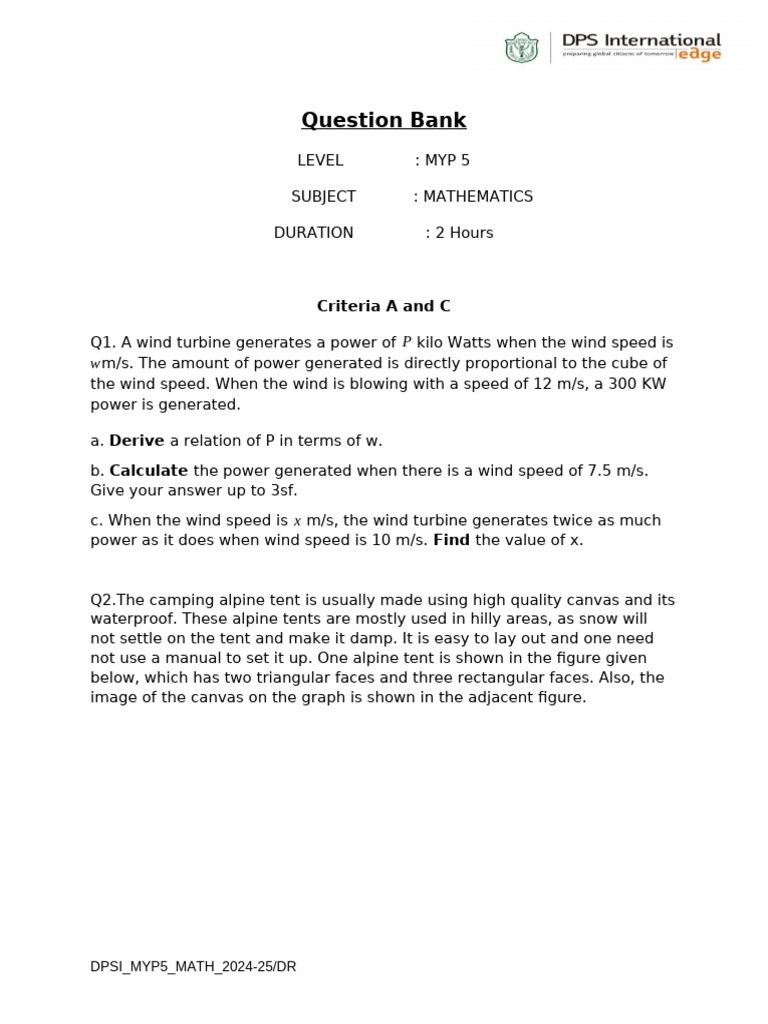 MYP 5 Mathematics Question Bank | PDF | Baseball Field | Area
