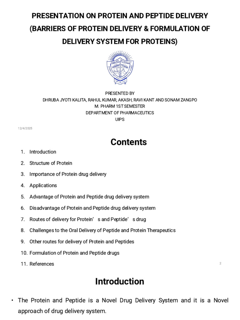 Protein and Peptide Drug Delivery Systems | PDF | Liposome | Proteins