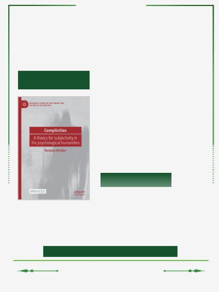 Complicities. A Theory For Subjectivity in The Psychological Humanities ...