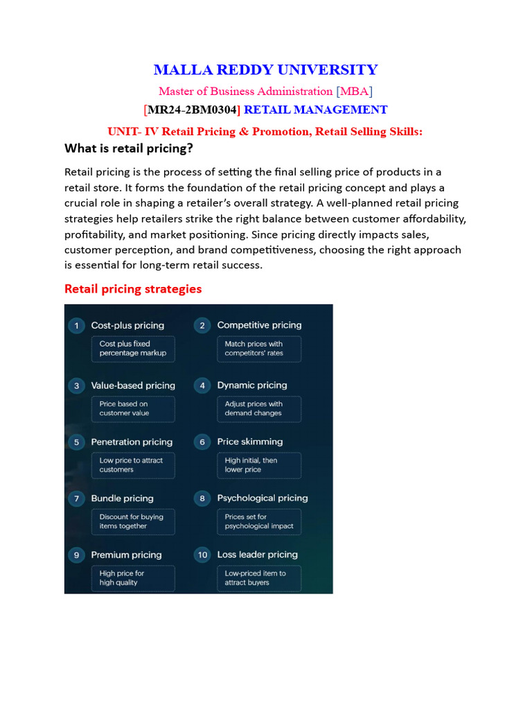 Retail Pricing Strategies Explained | PDF | Pricing | Brand