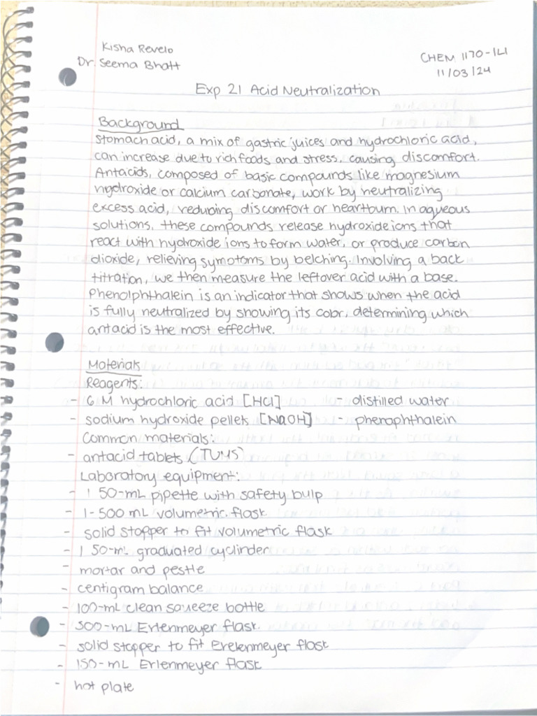 Exp 21 Acid Neutralization (1) | PDF