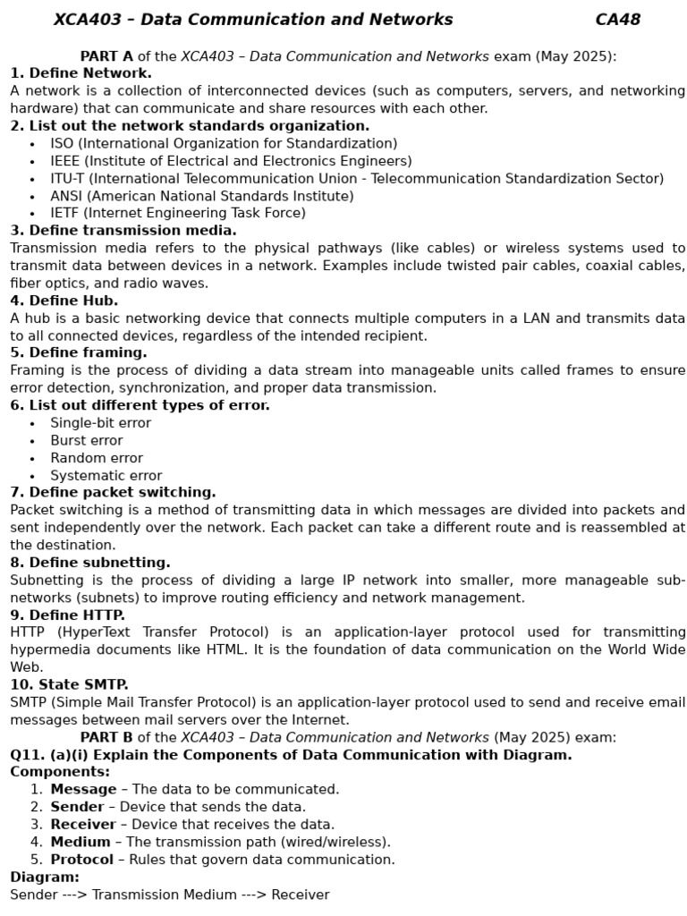 Answer Key DCN Data Communication and Network | PDF | Computer Network ...